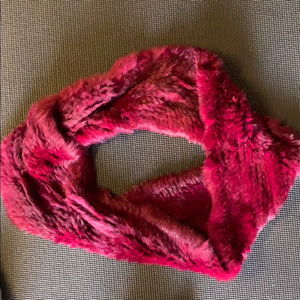 Jocelyn rabbit fur infinity scarf